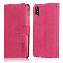 Wewoo Housse Coque Pour iPhone XR LC.IMEEKE Étui en cuir à rabat horizontal à texture de veauavec support et fentes cartes et portefeuille rouge