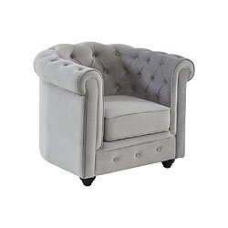 Avis Vente-Unique Fauteuil CHESTERFIELD - Velours gris clair