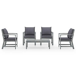 Avis Maison Chic Salon de jardin 5 pcs - Table et chaises d'extérieur - Mobilier/Meubles de jardin Moderne avec coussin Bois d'acacia solide Gris -MN97490