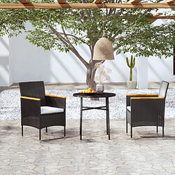 Maison Chic Mobilier à dîner 3 pcs de jardin - Ensemble table et chaises d'extérieur - Salon/Mobilier de jardin classique Résine tressée Noir -MN32558