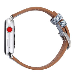 Acheter Wewoo Bracelet bleu bébé pour Apple Watch Series 3 & 2 & 1 42mm Simple Mode Véritable Cuir Cowboy Montre