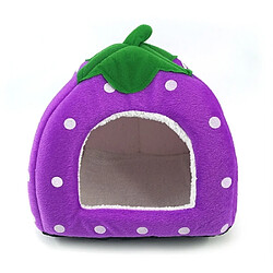 Wewoo Panier pour chien ou Chat Coussin de maison en peluche court et pliable forme de fraisetaille L Violet