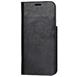 Etui en cuir véritable texture cheval fou, fermeture automatique magnétique avec support noir pour votre Samsung Galaxy S22 5G