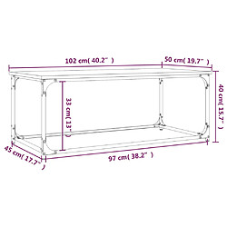 vidaXL Table basse Chêne marron 102x50x40 cm Bois d'ingénierie et fer pas cher