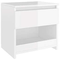 Maison Chic Table de chevet,Table de Nuit,Meuble de Rangement blanc brillant 40x30x39 cm bois d’ingénierie