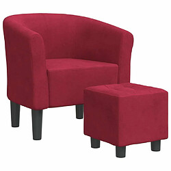 Maison Chic Fauteuil cabriolet et repose-pieds,Fauteuil luxe pour relax rouge bordeaux velours -MN33211