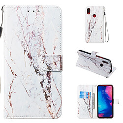 Wewoo Coque Fashion Etui de protection en cuir pour Redmi Note 7 marbre blanc