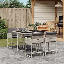 Maison Chic Ensemble à manger d'extérieur 5 pcs avec coussins,Salon de jardin,Mobilier de jardin gris clair rotin -GKD705449