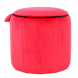 Paris Prix Pouf Rond Velours Reese 43cm Rouge