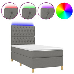 vidaXL Sommier à lattes de lit et matelas et LED Gris foncé 90x190cm