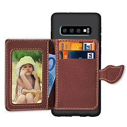 Wewoo étuis Coque Housse Étui de protection en TPU texturé à texture litchi avec feuille magnétique pour Galaxy S10 +, emplacements pour cartes, support et porte-monnaie (Noir)