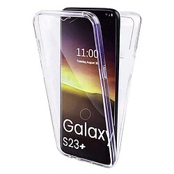 Htdmobiles Coque pour Samsung Galaxy S23 Plus 5G - housse etui silicone gel fine 360 integrale (avant et arriere) + verre trempe - TRANSPARENT