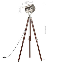 vidaXL Lampadaire à trépied bois de manguier massif 180 cm pas cher