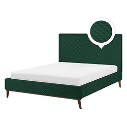 Beliani Lit double en velours vert 140x200 cm BAYONNE