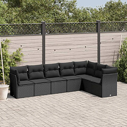 Maison Chic Salon de jardin 7 pcs avec coussins | Ensemble de Table et chaises | Mobilier d'Extérieur noir résine tressée -GKD52567