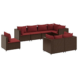 vidaXL Salon de jardin avec coussins 8 pcs marron résine tressée