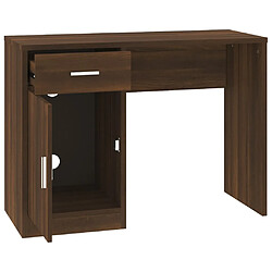 Helloshop26 Bureau table poste de travail meuble d'ordinateur informatique étude avec tiroir et armoire chêne 100 x 40 x 73 cm brun 02_0023452