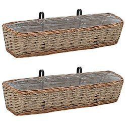 Maison Chic Jardinière,Bac à fleurs - pot de fleurs de balcon 2 pcs Osier avec doublure de PE 80 cm -GKD96853