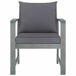 Maison Chic Lot de 2 Chaises de jardin,Fauteuil d'extérieur avec coussins gris foncé Bois d'acacia -MN55751