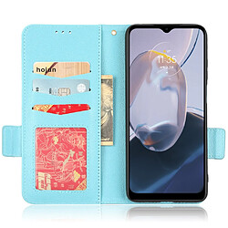 Etui en PU texture litchi, fermoir magnétique double avec support pour votre Motorola Moto E22 4G/Moto E22i 4G - bleu clair