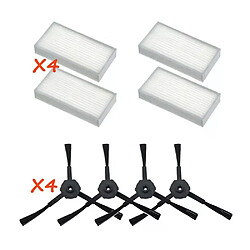 Brosse latérale (2 paires) + 4 filtres HEPA pour filtre ecovacs CR120 X500 X600 panda X500 Promaster Robot 2712, 8 pièces/lot