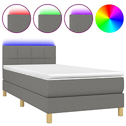 vidaXL Sommier à lattes de lit avec matelas et LED Gris foncé 90x190cm