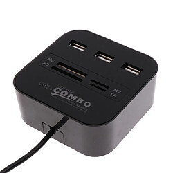 Acheter Hub usb 2.0 3 ports avec lecteur combo multi-cartes pour sd / mmc / m2 / ms mp noir