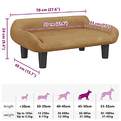 vidaXL Lit pour chien marron 70x40x24 cm velours pas cher