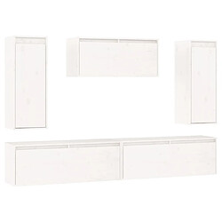 vidaXL Meubles TV 5 pcs Blanc Bois massif de pin