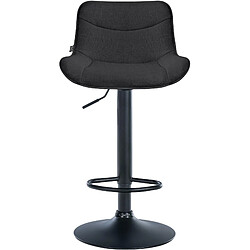 Decoshop26 Lot de 2 tabourets de bar x1 avec coutures décoratives en tissu noir pied en trompette métal noir 10_0004461