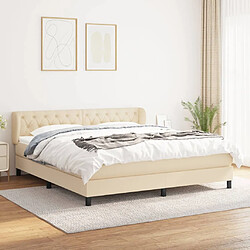 vidaXL Sommier à lattes de lit avec matelas Crème 160x200 cm Tissu