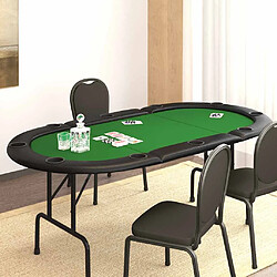 vidaXL Table de poker pliable 10 joueurs Vert 206x106x75 cm 