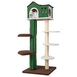 Helloshop26 Arbre à chat de 153 cm avec 5 plateformes de saut rotative et condo tour de jeu pour chat avec dispositif anti-renversement vert 20_0001621