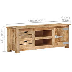 vidaXL Meuble TV 110x30x40 cm Bois de manguier brut pas cher