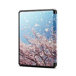 Etui en PU motif imprimé auto réveil et veille sakura pour votre Amazon All-New Kindle (2019)