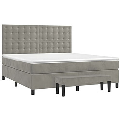 vidaXL Sommier à lattes de lit et matelas Gris clair 180x200cm Velours