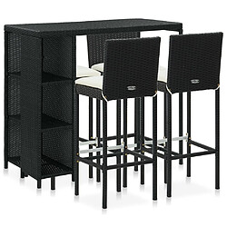 Maison Chic Ensemble de bar de jardin 5 pcs et coussins,Table + chaises + coussins d'extérieur Résine tressée Noir -GKD240804