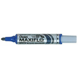 Pentel Maxiflo Marqueur effaçable à sec tableau blanc Pointe ogive large Encre liquide base alcool Bleue Lot de 12