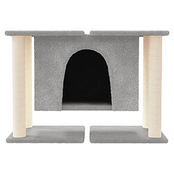 Helloshop26 Arbre à chat meuble tour grimper jouet grattage grattoir escalade plateforme avec griffoirs en sisal clair 50 cm gris 02_0022607