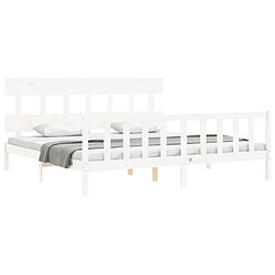 Acheter Maison Chic Lit adulte - Cadre Structure de lit avec tête de lit Contemporain blanc 200x200 cm bois massif -MN43030