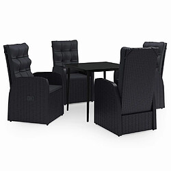 vidaXL Ensemble à manger de jardin avec coussins 5 pcs Noir