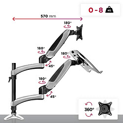 Acheter Duronic DM65L1X1 Support de Moniteur et Support d?Ordinateur Portable PC à Pince pour Bureau | Mécanisme à gaz | Ajustements omnidirectionnels à la volée | Compatibilité avec Moniteur VESA 75/100