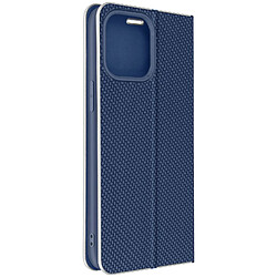 Avizar Étui pour iPhone 14 Pro Max Clapet Porte-carte Support Vidéo Design Carbone Bleu