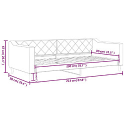 vidaXL Lit de repos sans matelas gris clair 80x200 cm tissu pas cher