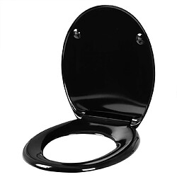 Helloshop26 Abattant WC siège de toilette avec abaissement automatique en duroplastique noir 19_0000693 pas cher