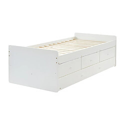 Avis Vente-Unique Lit gigogne TITOUAN avec 3 tiroirs - 90 x 190 cm - MDF et Pin - Blanc