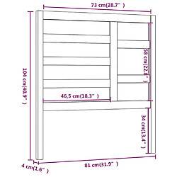 vidaXL Tête de lit Noir 81x4x104 cm Bois massif de pin pas cher