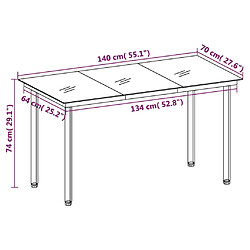 vidaXL Table à dîner de jardin Noir 140x70x74 cm Acier et verre pas cher