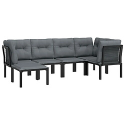 Avis Maison Chic Salon de jardin 6 pcs - Table et chaises d'extérieur - Mobilier/Meubles de jardin Moderne noir et gris résine tressée -MN93609