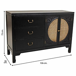 Buffet Alexandra House Living Noir Rotin Bois d'épicéa 36 x 73 x 106 cm pas cher